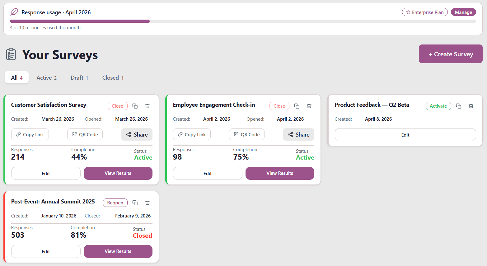 VeriQuery survey dashboard